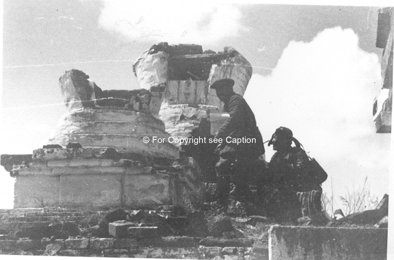 Two of the 108 stupas in 1946. Film Archives K-24116 